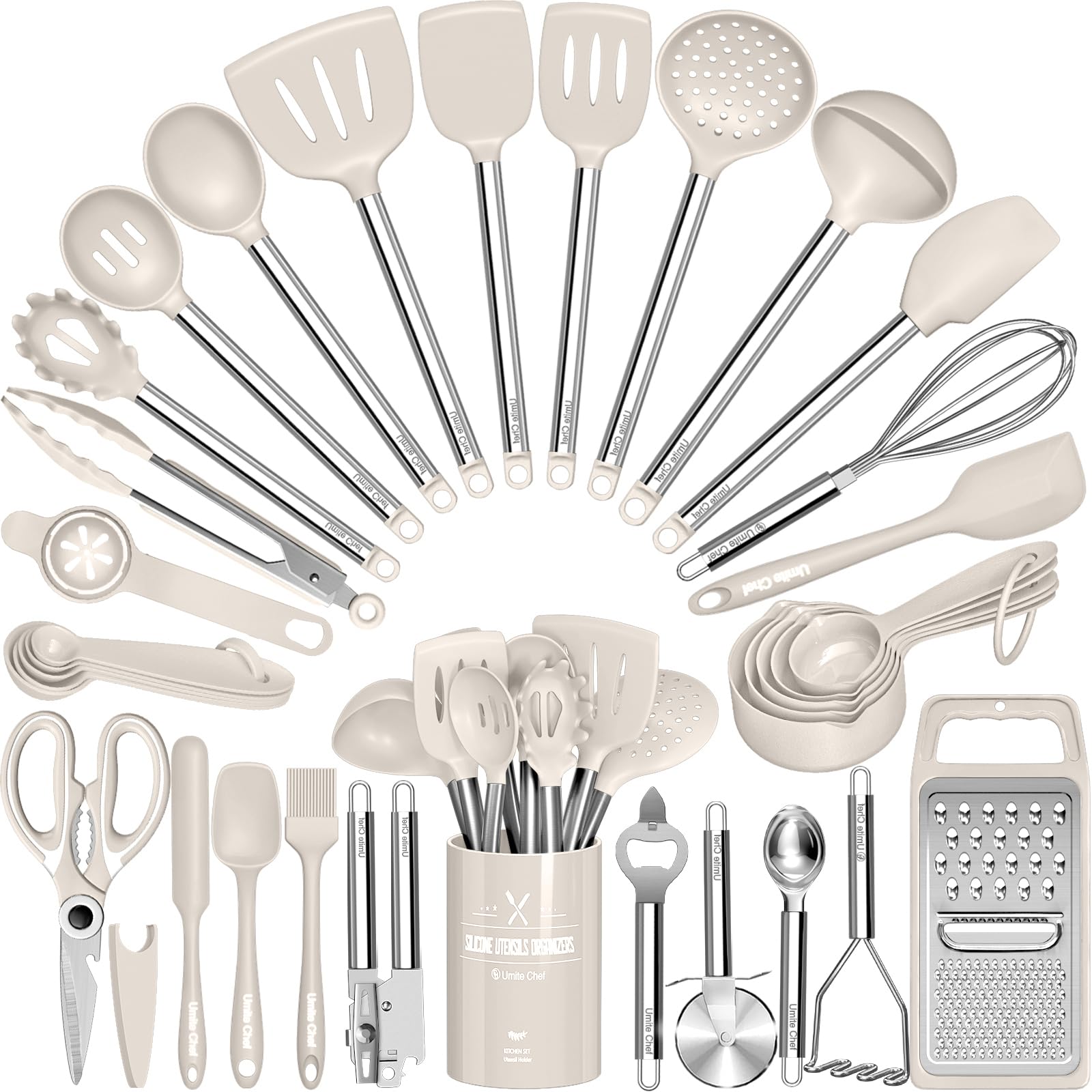 Umite Chef espatula ranurada de silicona, ideal para voltear sin rayar sartenes antiadherentes