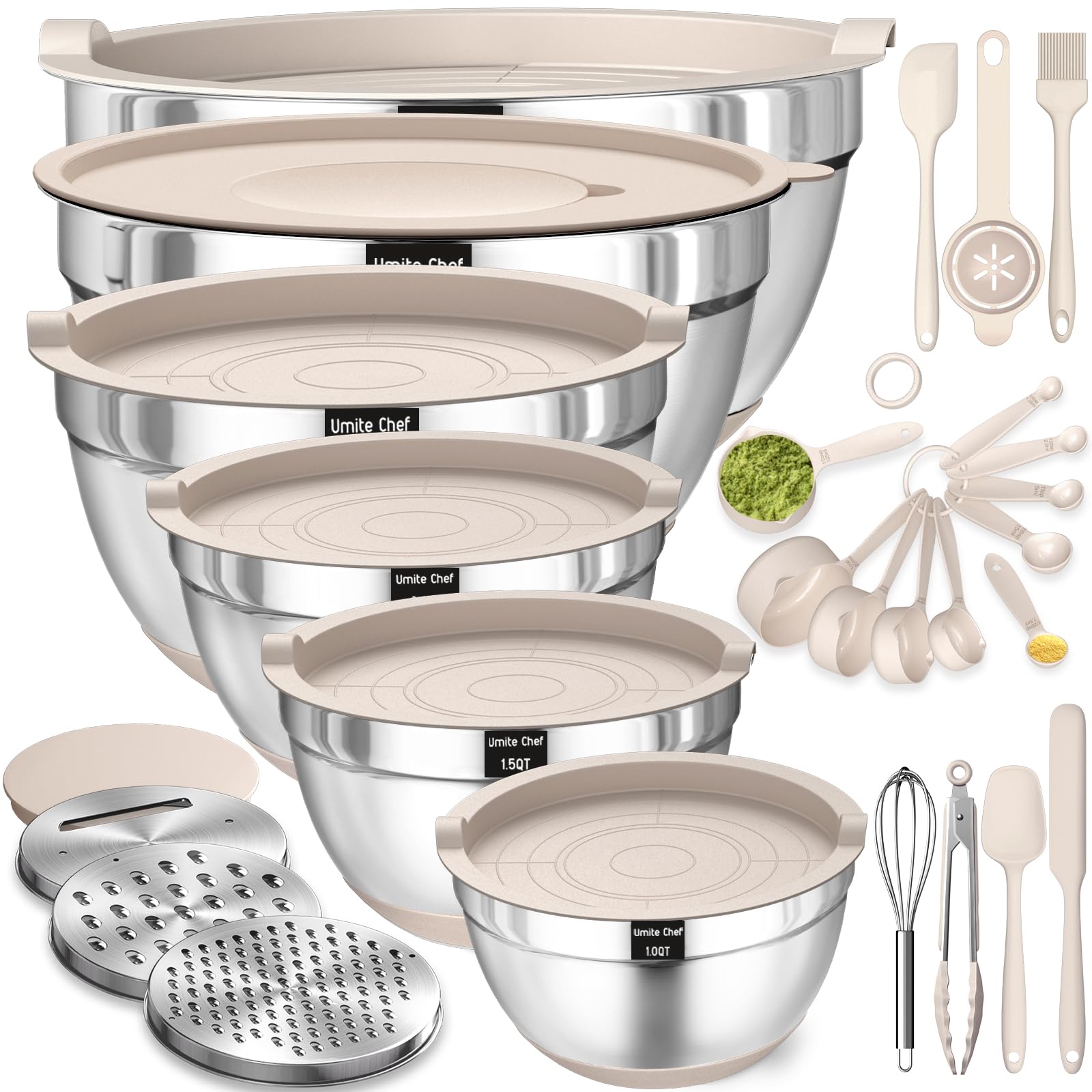 Umite Chef cuenco de mezcla con tapas herméticas para conservar ingredientes frescos