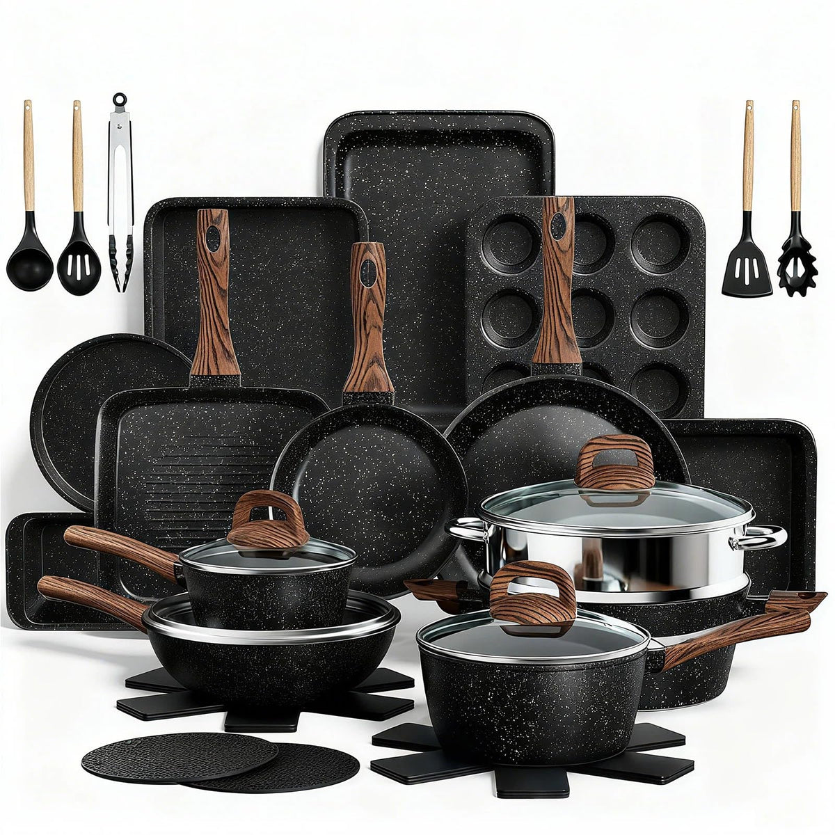 Umite Chef juego de ollas y sartenes 31 piezas, cocina versátil y completa