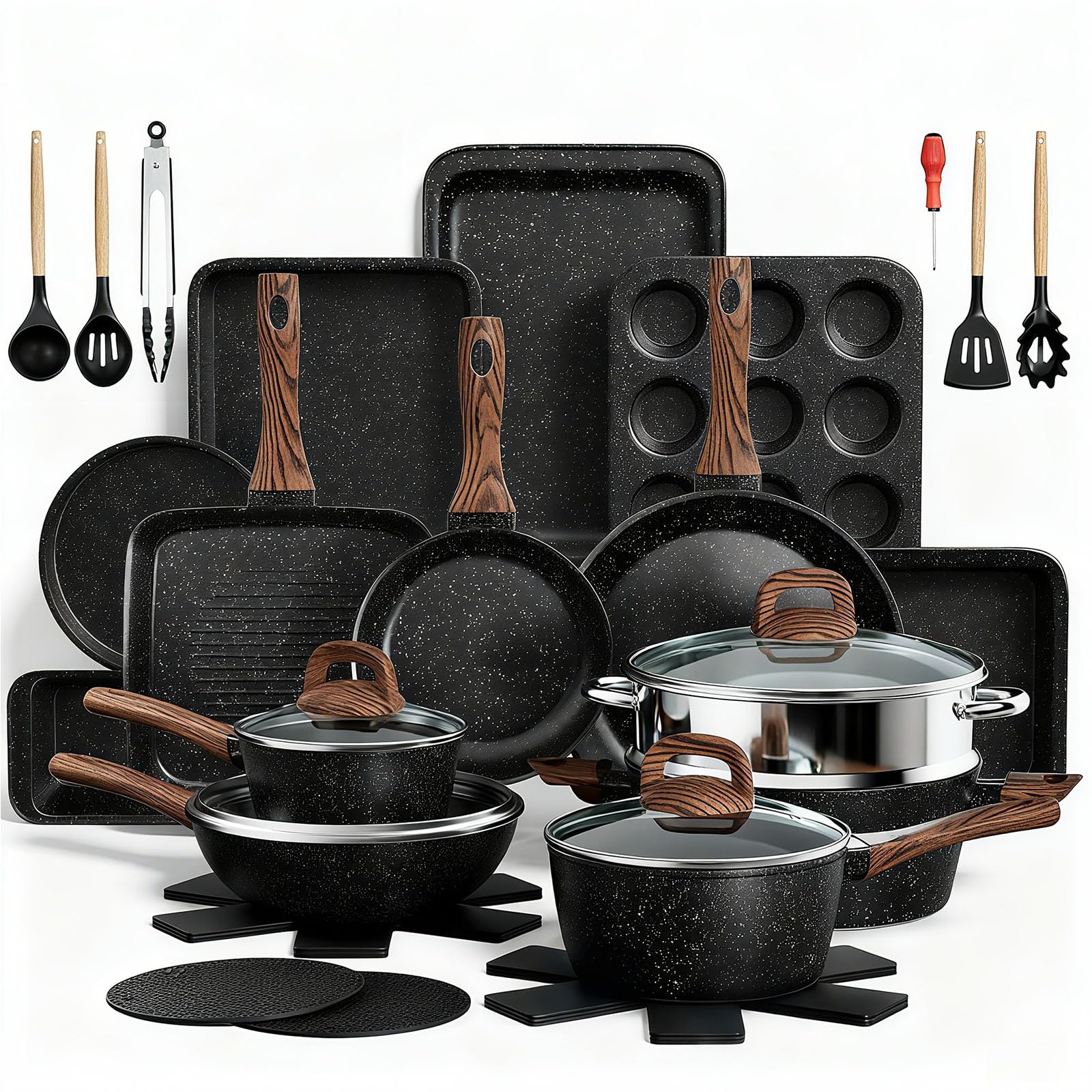 Umite Chef conjunto de ollas y sartenes antiadherentes para cocina diaria.