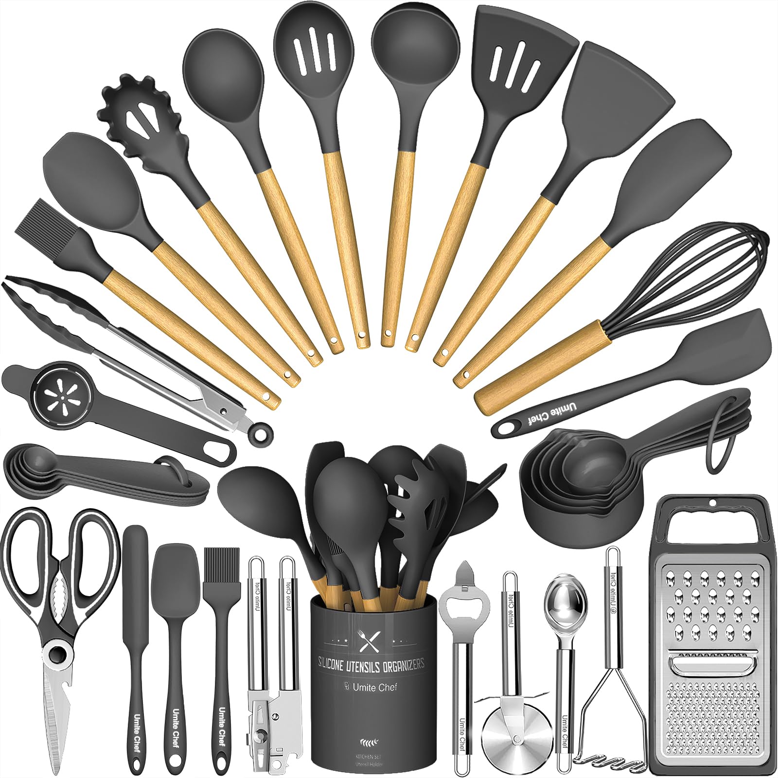 Umite Chef juego de utensilios de silicona 34 piezas con porta: organizan tu cocina.