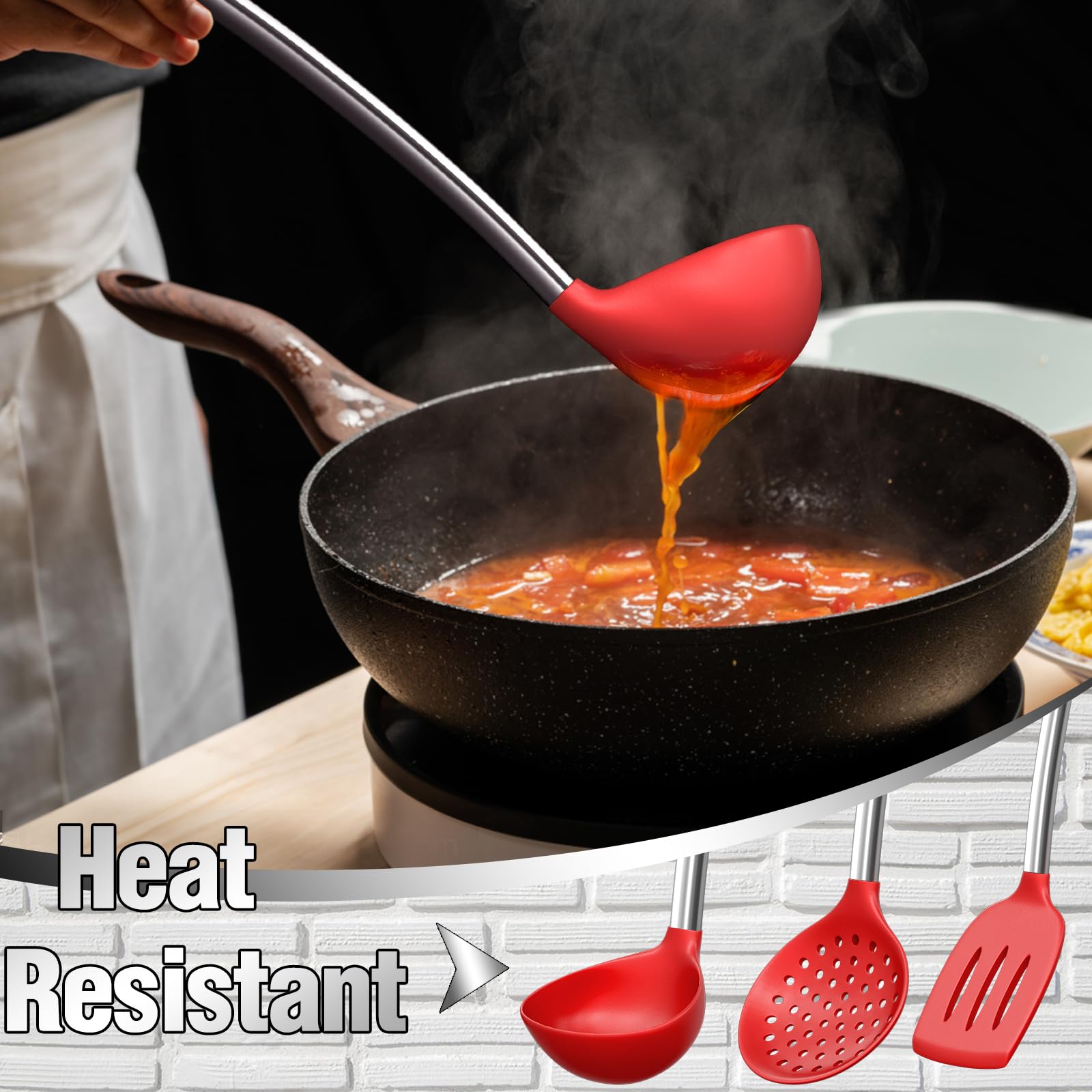 Utensilios Umite Chef con mango ergonómico, mejora la experiencia de cocción.
