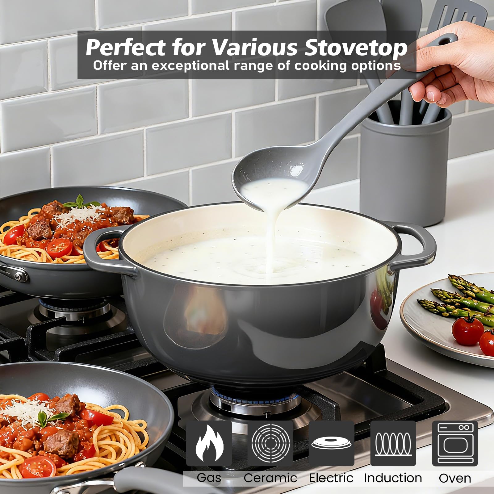 Umite Chef olla esmaltada de 6qt ideal para comidas de la familia.