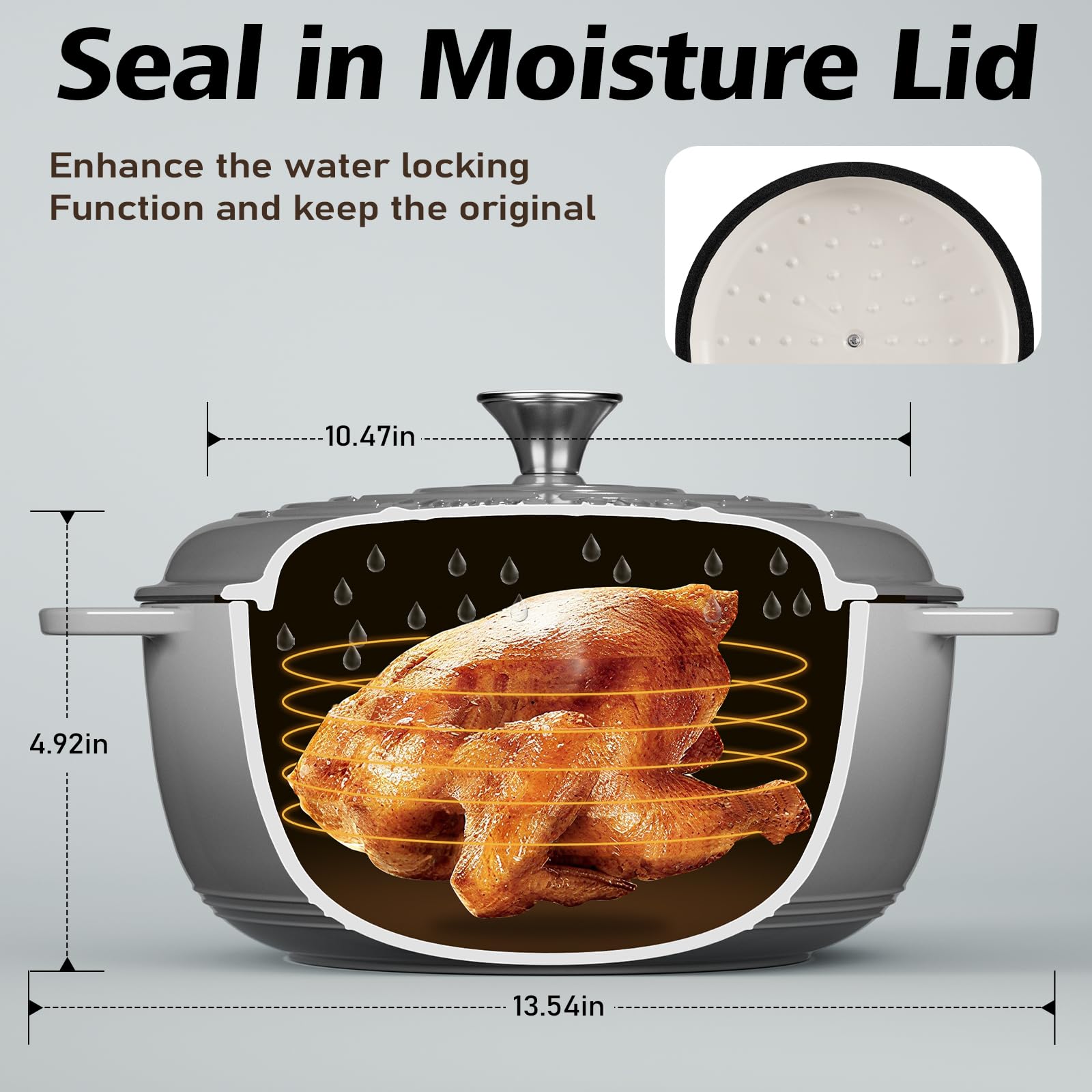 Umite Chef olla esmaltada con distribucion de calor uniforme para coccion constante.