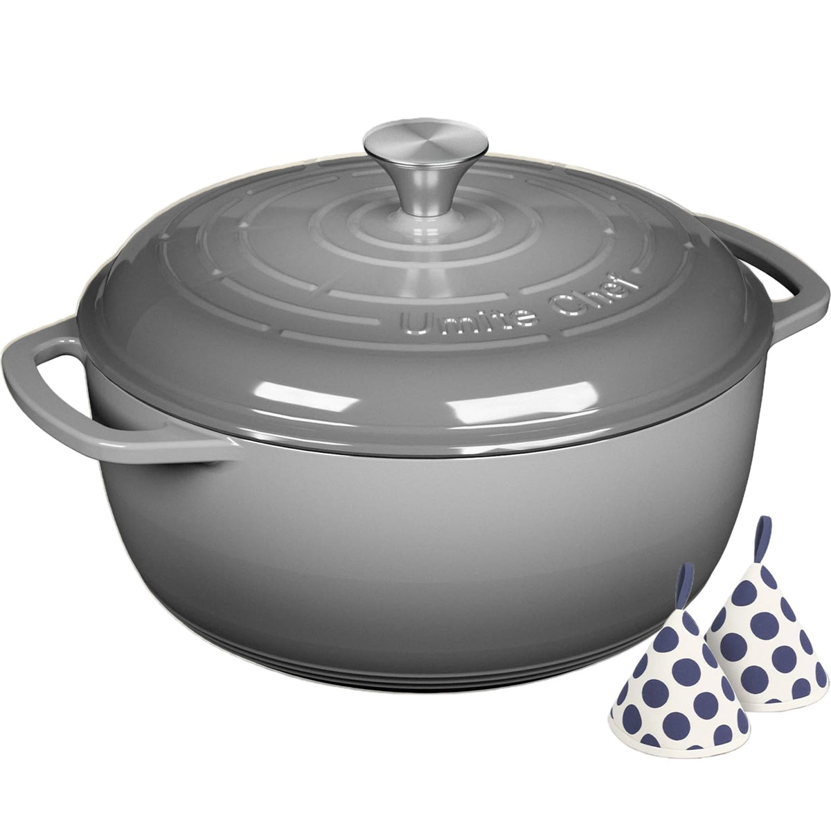 Umite Chef olla esmaltada con tapa hermetica para sellar jugos y sabor.