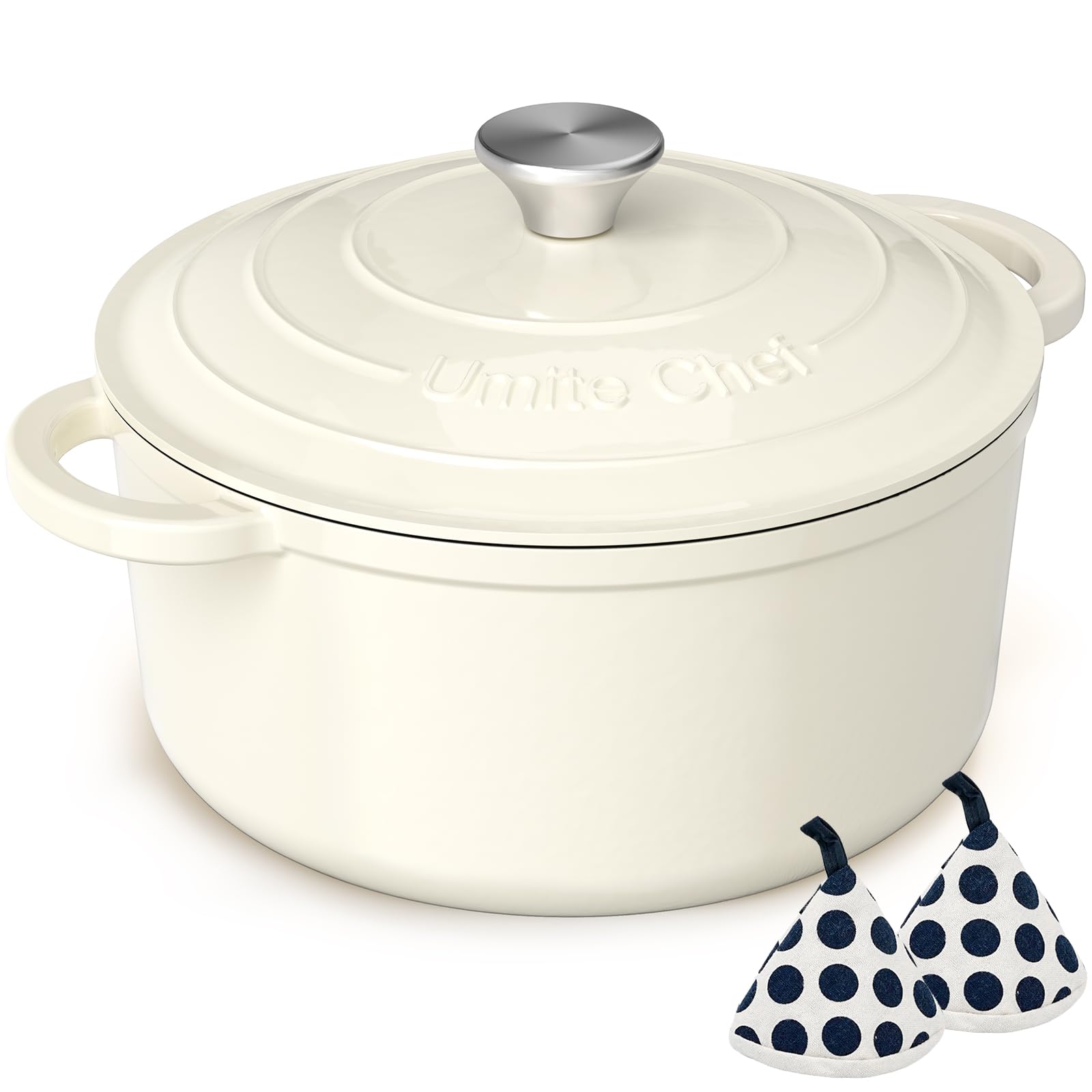 Olla Umite Chef: olla de hierro esmaltada 5qt con tapa, ideal para guisos.