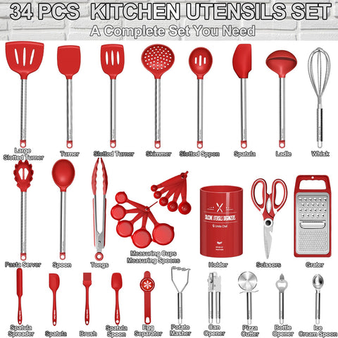 Utensilios Umite Chef resistentes al calor hasta 446°F, ideales para saltear.