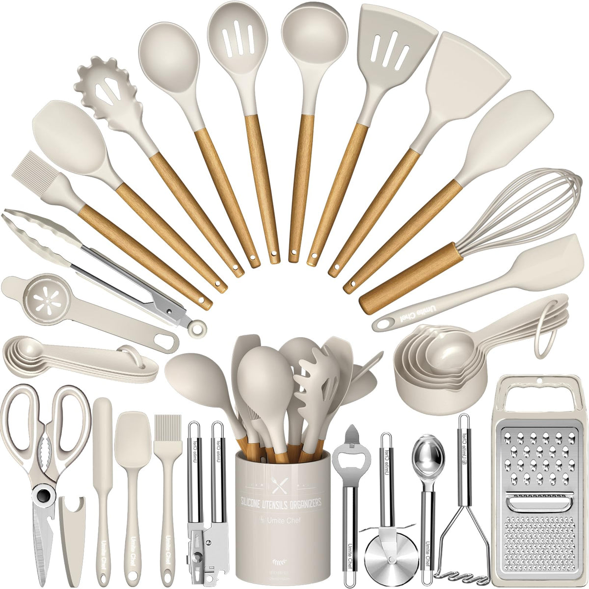 Umite Chef set de utensilios de cocina de 34 piezas con porta utensilios, todo al alcance