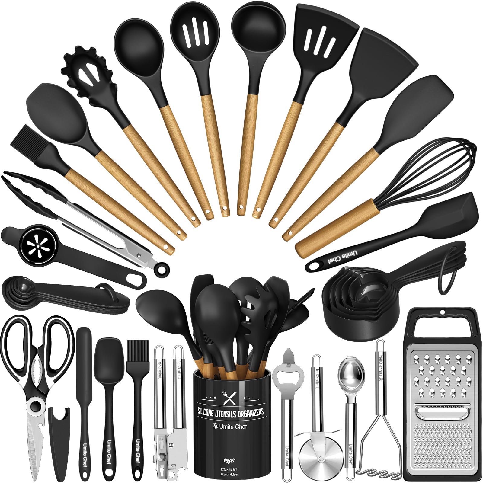 Set Umite Chef de utensilios 34 piezas con soporte para organizar la cocina