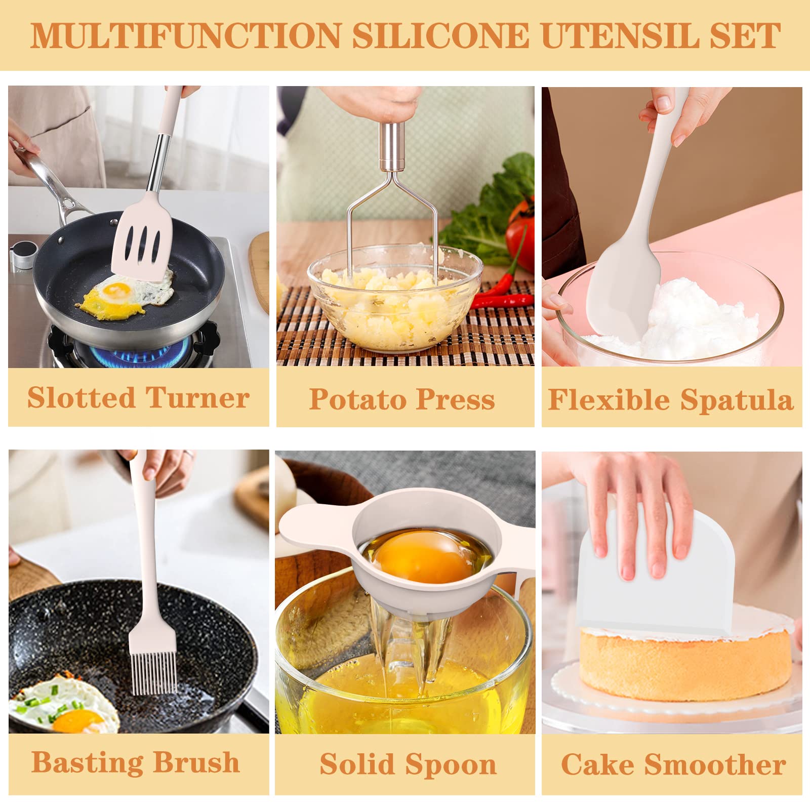 Silicona resistente al calor Umite Chef protege sartenes antiadherentes.