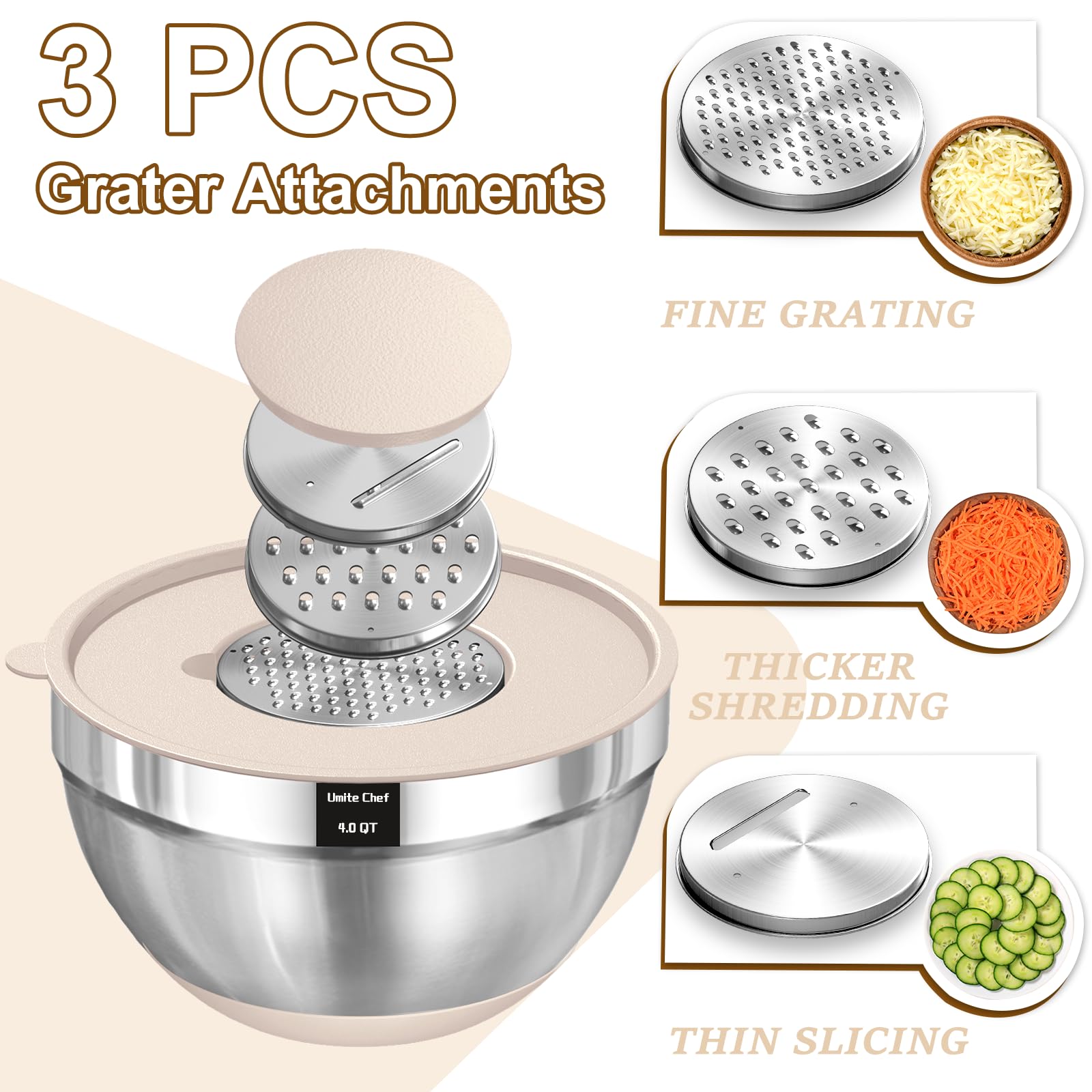 Umite Chef tapas libres de BPA para guardar alimentos.