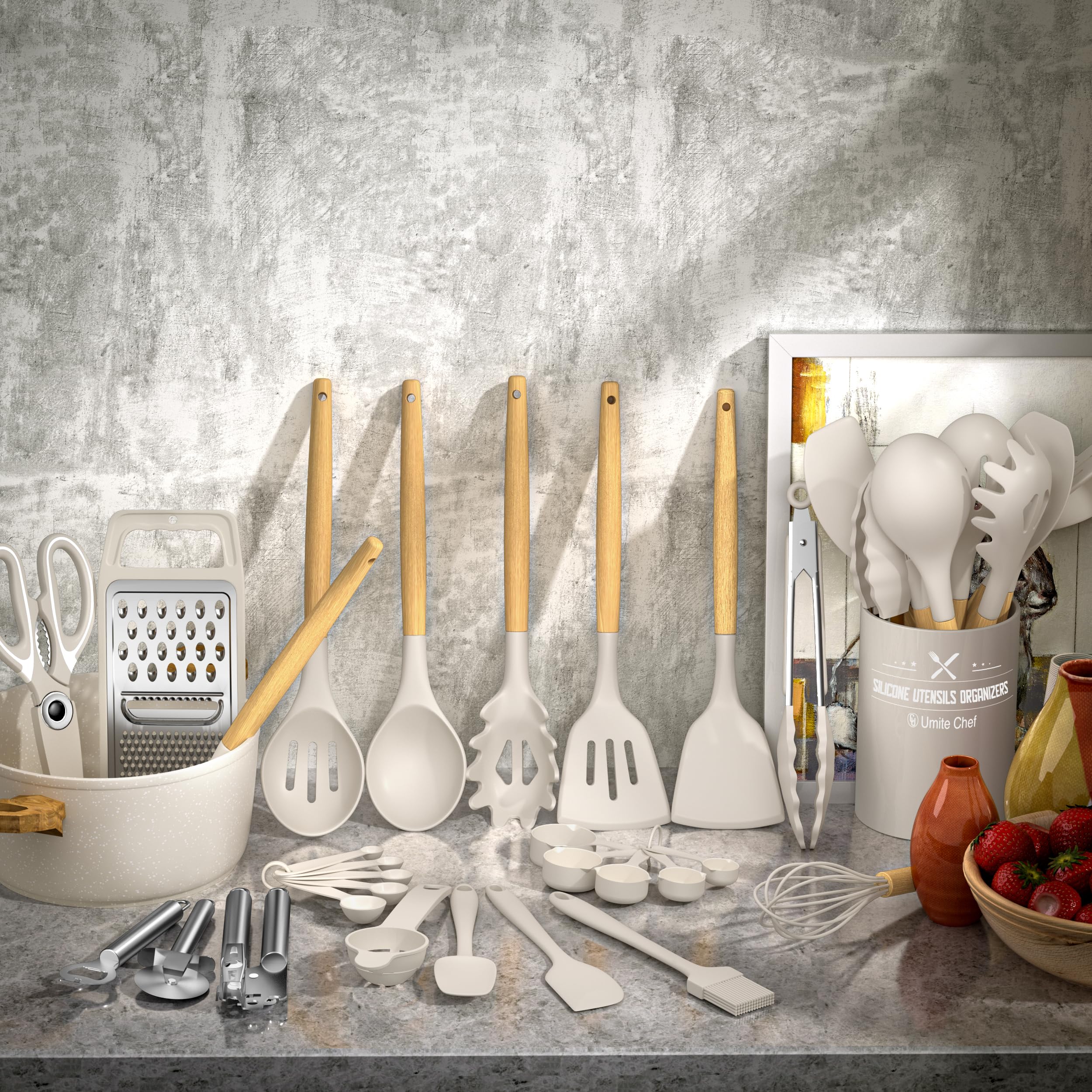 Umite Chef utensilios de silicona sin olor, aptos para sartenes antiadherentes
