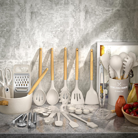 Umite Chef utensilios de silicona sin olor, aptos para sartenes antiadherentes