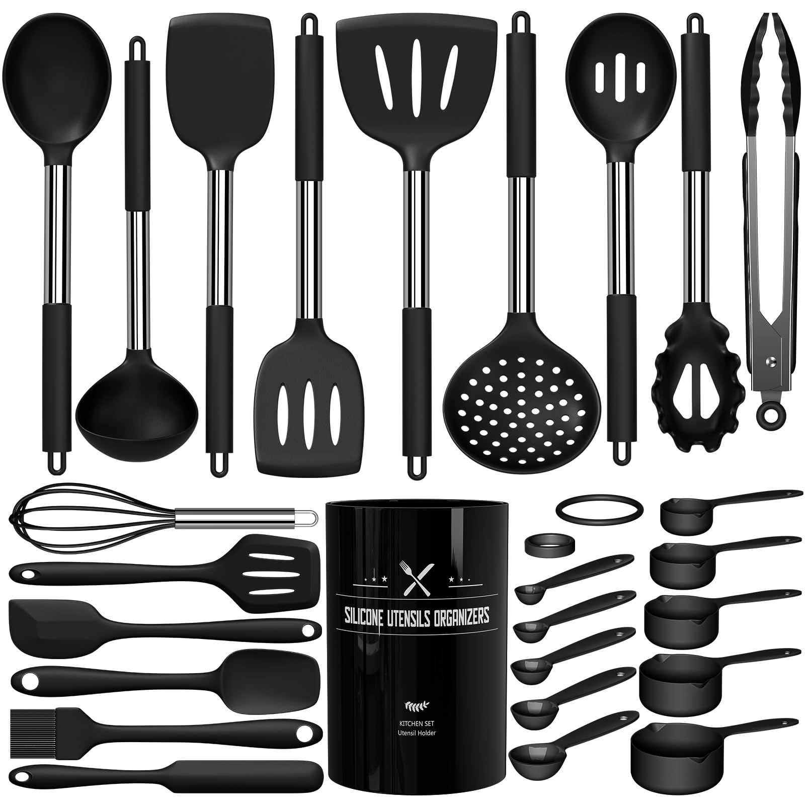 Umite Chef utensilios de silicona con mango de acero inoxidable para uso diario.
