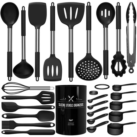 Umite Chef utensilios de silicona con mango de acero inoxidable para uso diario.
