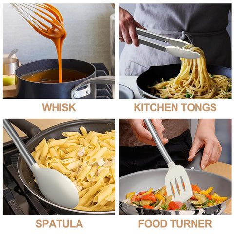 Umite Chef cuchara ranurada silicona, mezcla suave sin dañar superficies.