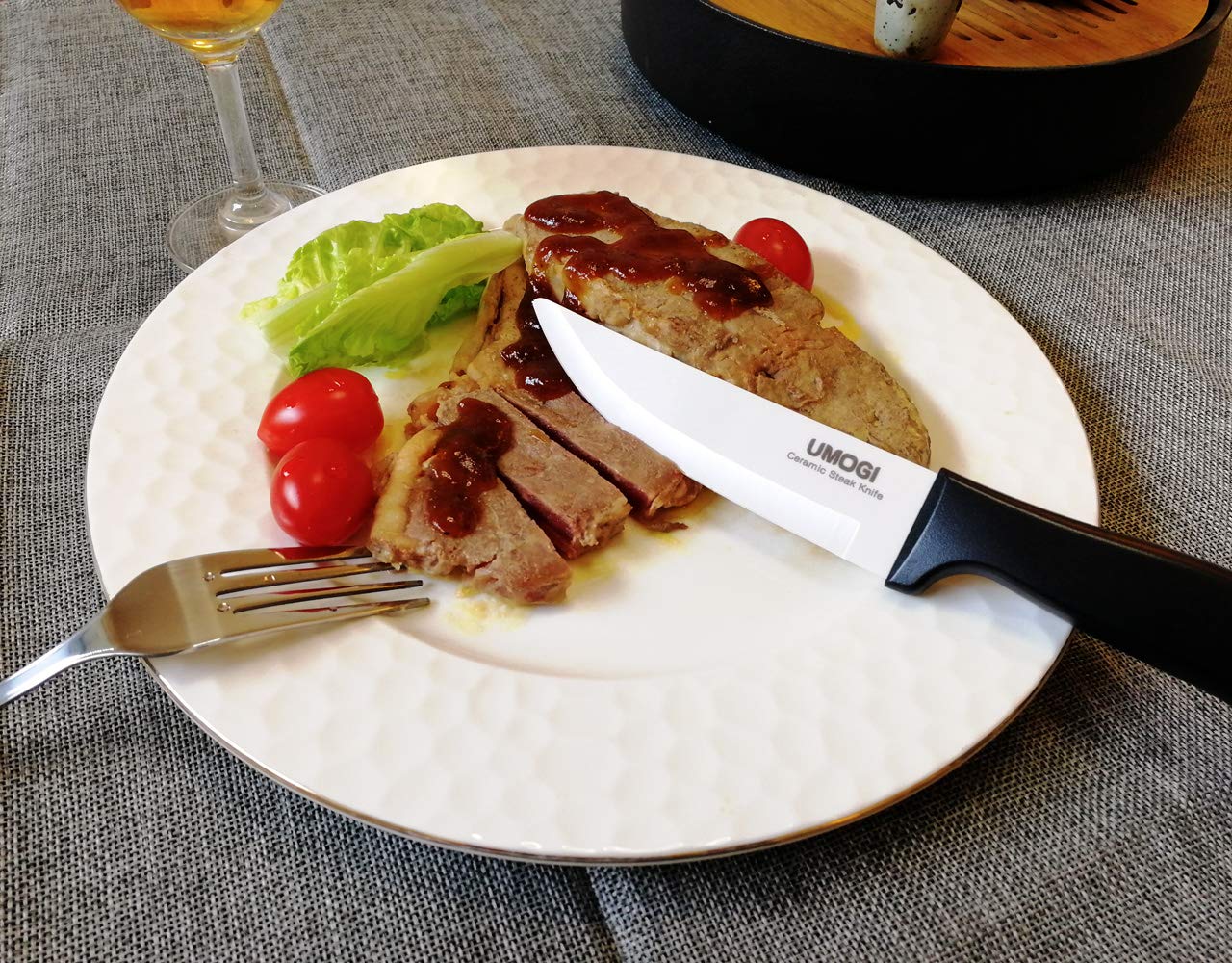 UMOGI cuchillo cerámico para carne con funda: almacenamiento seguro y elegante