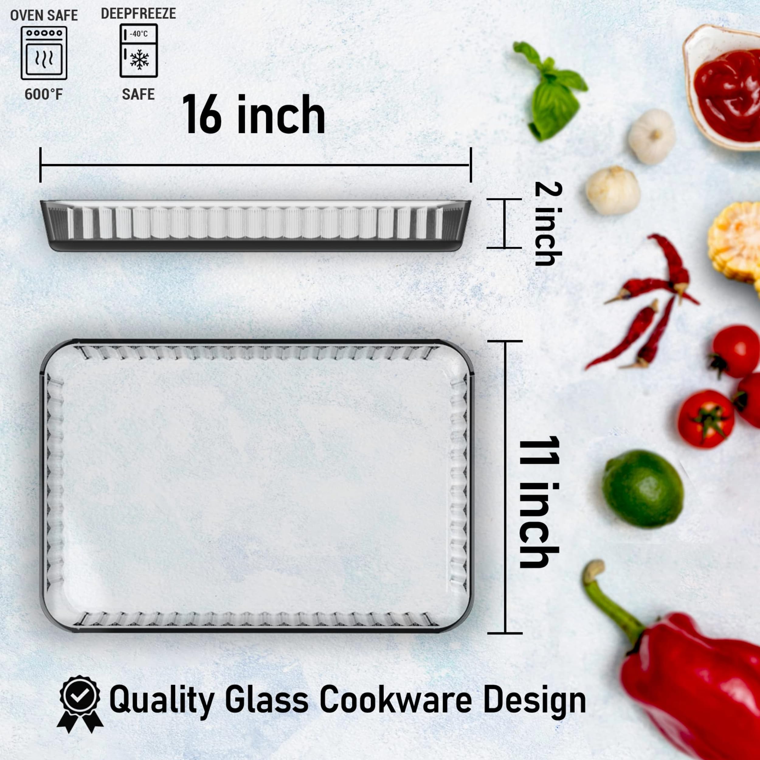 Bandeja Ums de vidrio borosilicato para microondas y horno, uso práctico diario.