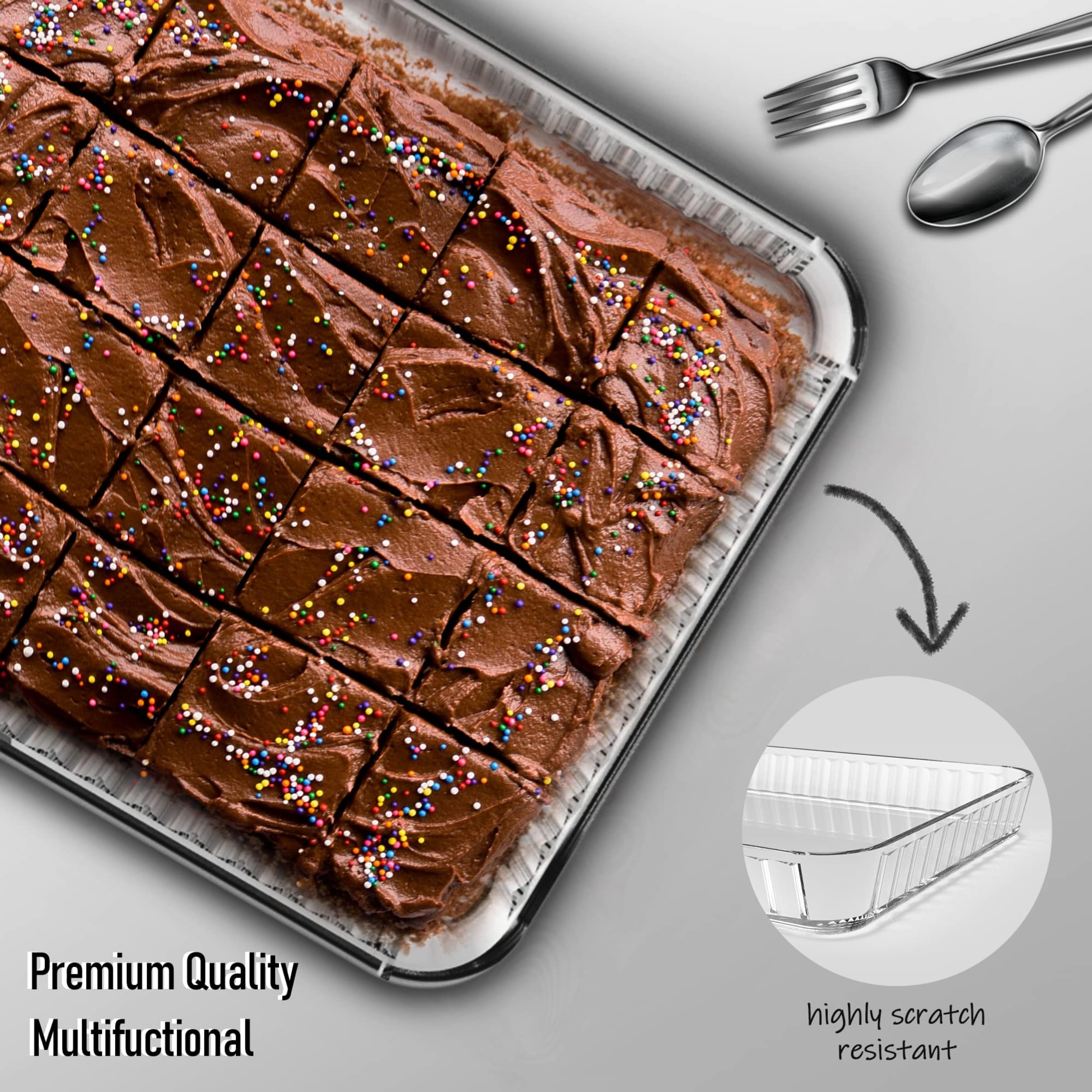 Bandeja Ums de vidrio resistente a altas temperaturas para recetas horneadas.