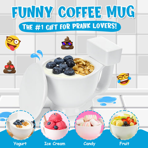 Taza humor inodoro en escena, ideal para la mesa y conversación.