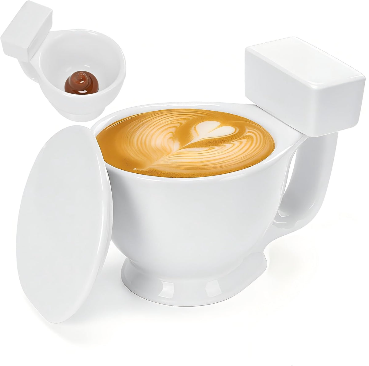 Taza uMtsalane con diseño de inodoro y tapa para uso humorístico.