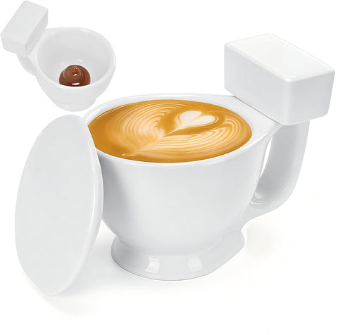 Taza uMtsalane con diseño de inodoro y tapa para uso humorístico.