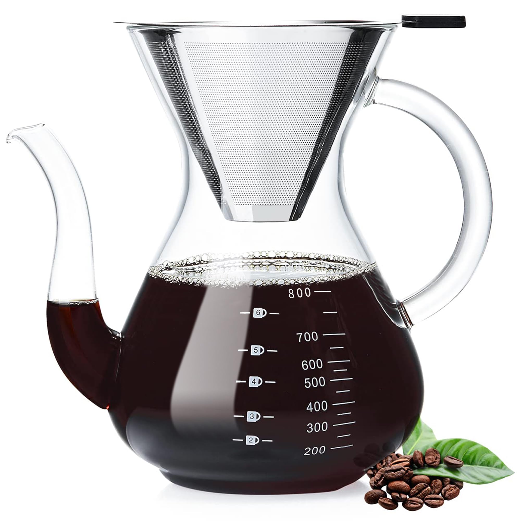 Unbreakable cafetera de goteo con doble filtro de acero inoxidable para un café claro y rico