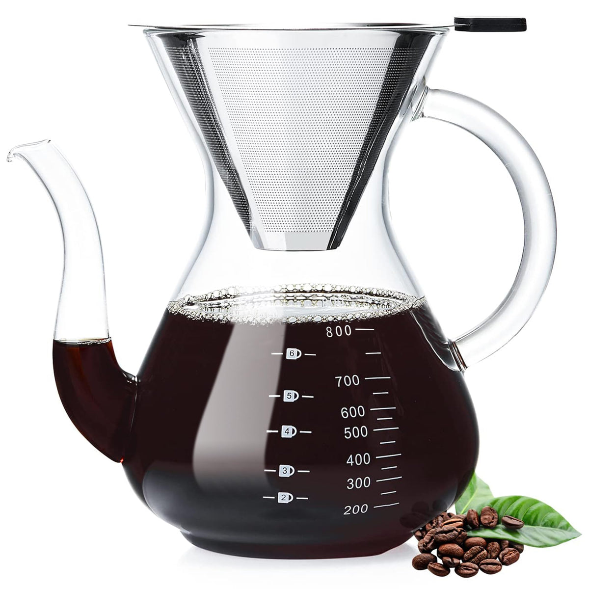 Unbreakable cafetera de goteo con doble filtro de acero inoxidable para un café claro y rico