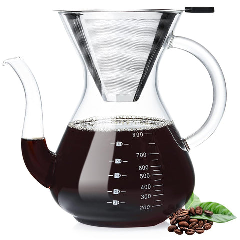 Unbreakable cafetera de goteo con doble filtro de acero inoxidable para un café claro y rico