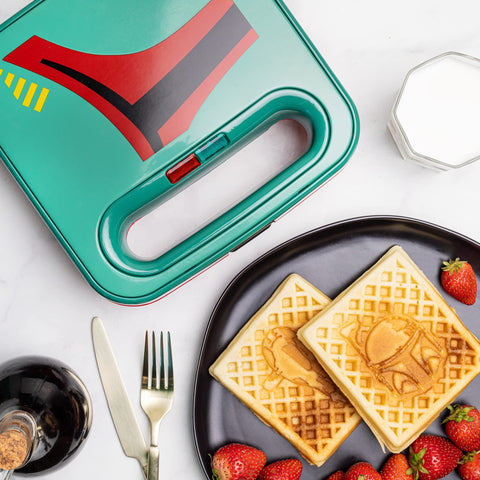 Uncanny Brands gofre-duplo tapa con arte Boba Fett para cocina divertida