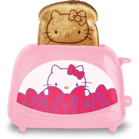 Tostadora Hello Kitty de Uncanny Brands, vista frontal, ideal para desayunos rápidos y divertidos.