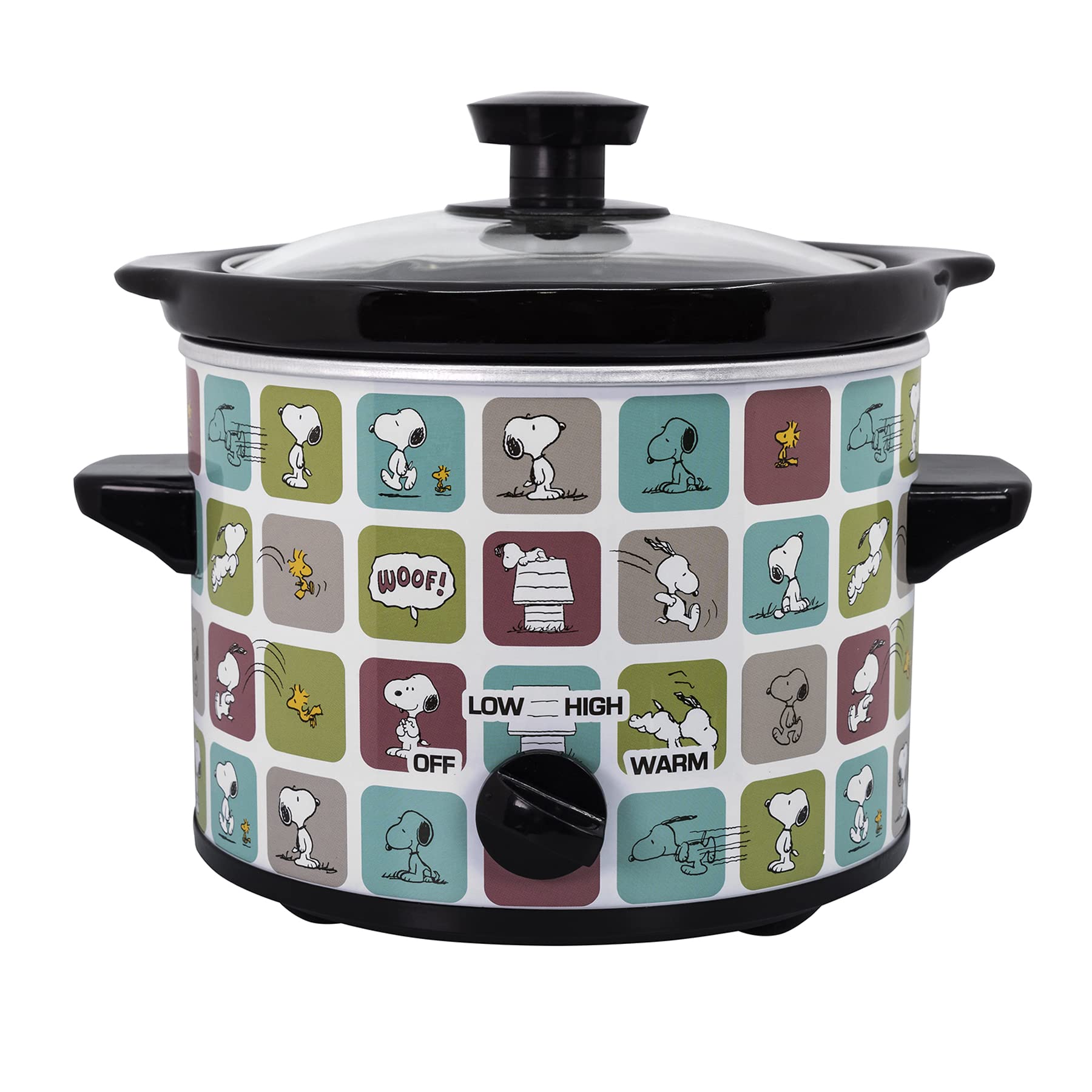 Olla de cocción lenta Uncanny Brands Peanuts con Snoopy y Woodstock, ideal para comidas familiares.