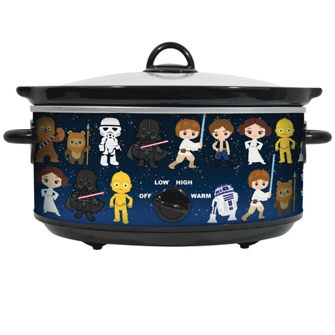 Uncanny Brands Star Wars cazuela lenta 5 cuartos, frente, cocción uniforme para comidas familiares.