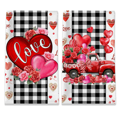 Toallas Unibyby de San Valentin con corazones y camion para secar manos y platos