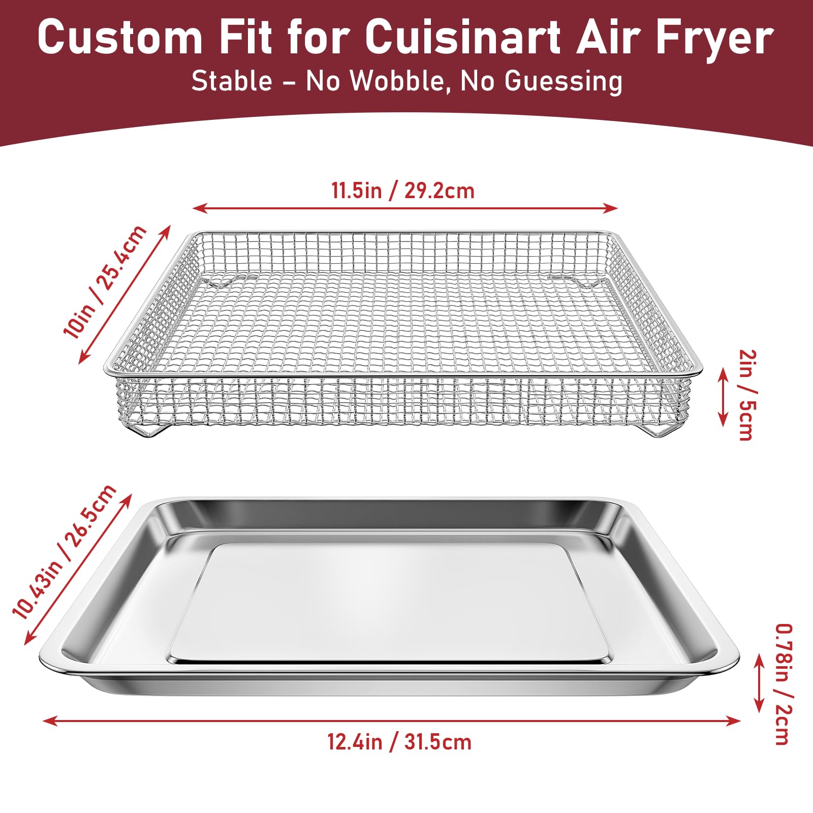 Uniflasy bandeja de aire para horno en acero inoxidable para Cuisinart TOA65, resultados crujientes.