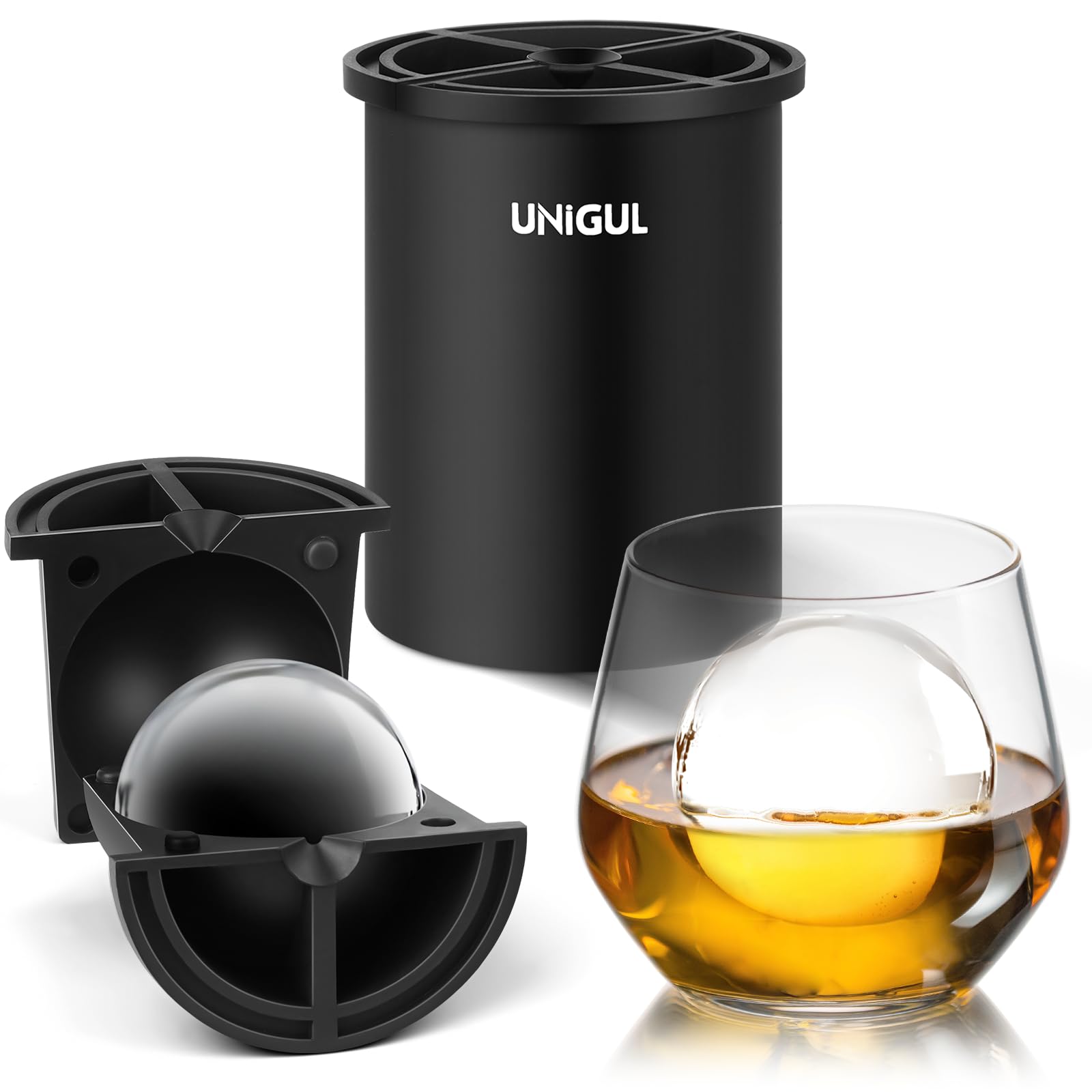 Unigul bola de hielo cristal 2,5 pulgadas para bebidas puras y duraderas.