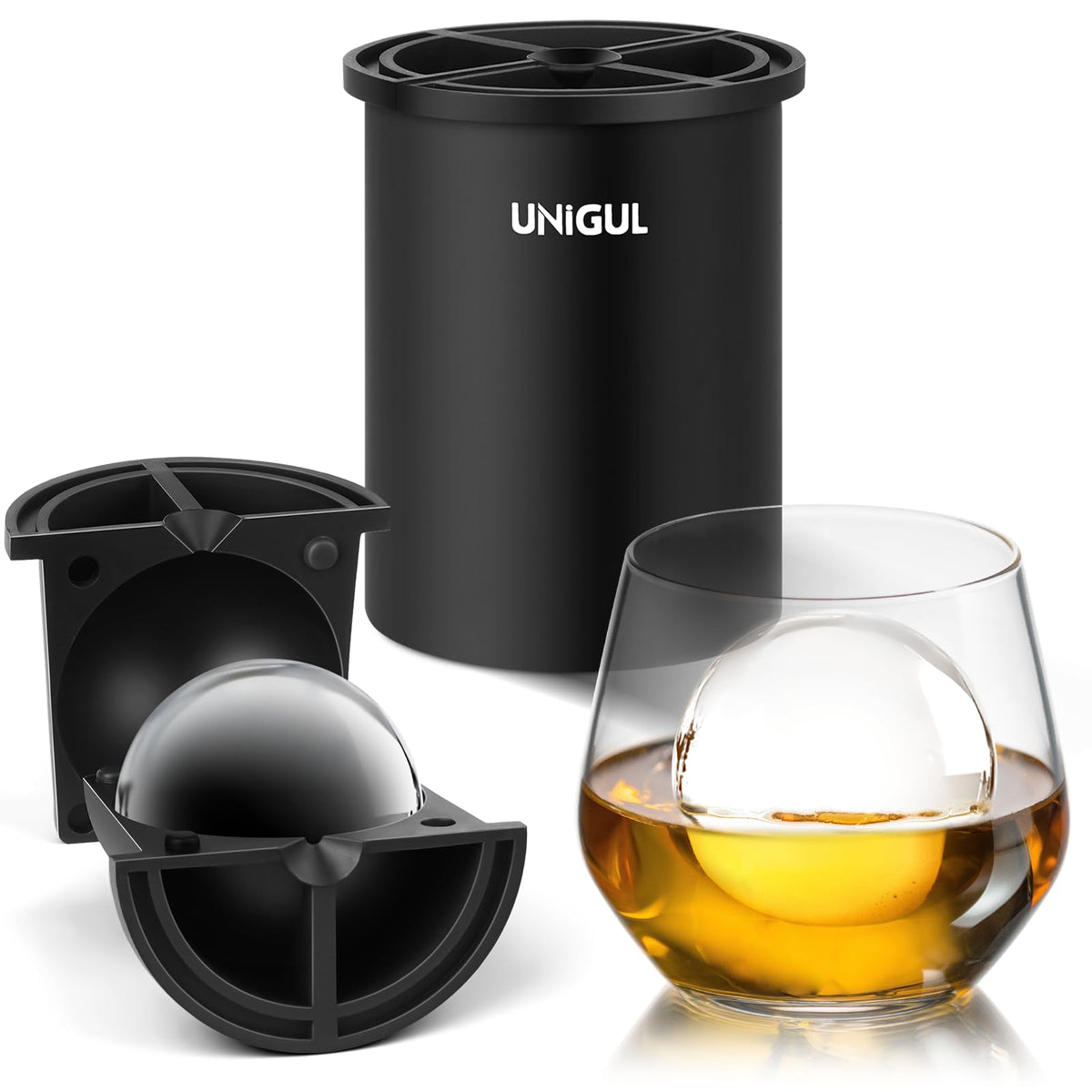 Unigul bola de hielo cristal 2,5 pulgadas para bebidas puras y duraderas.