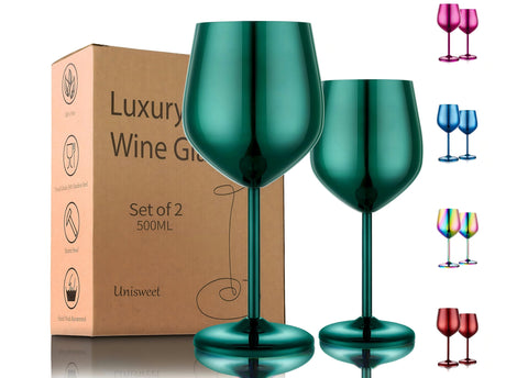 UNISWEET copa de vino acero inoxidable 18oz, ideal para exteriores.