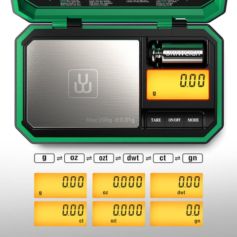 UNIWEIGH balanza de bolsillo con pantalla LCD legible para lecturas rápidas
