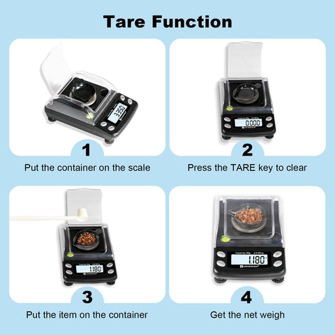 UNIWEIGH botón Tara y calibración simplifican obtener peso neto.