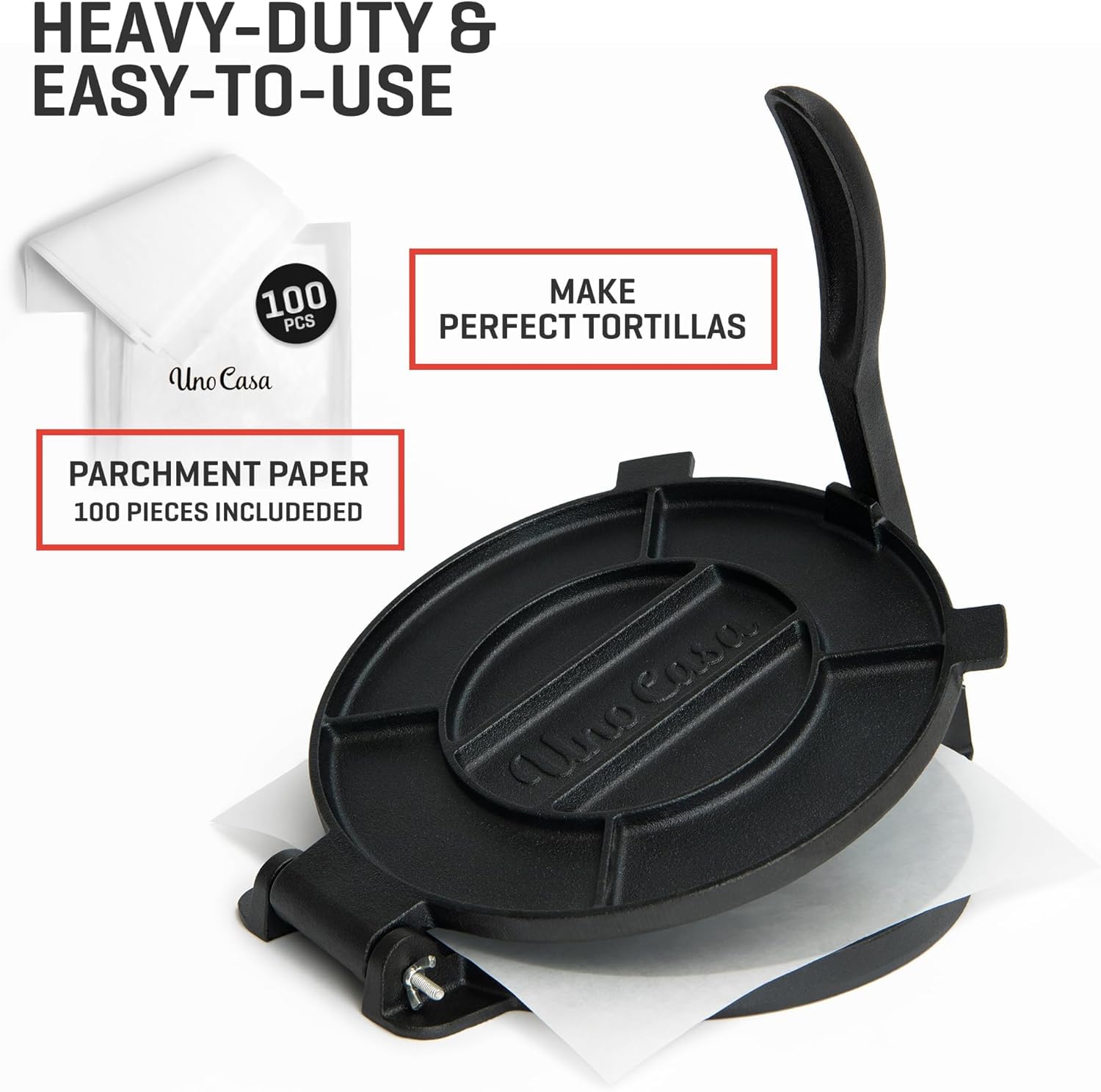 Superficie de hierro Uno Casa para tortillas, duradera y estable.