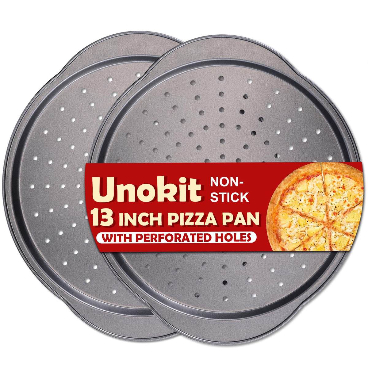 Pan Unokit para horno con perforaciones para aireación y base crujiente.
