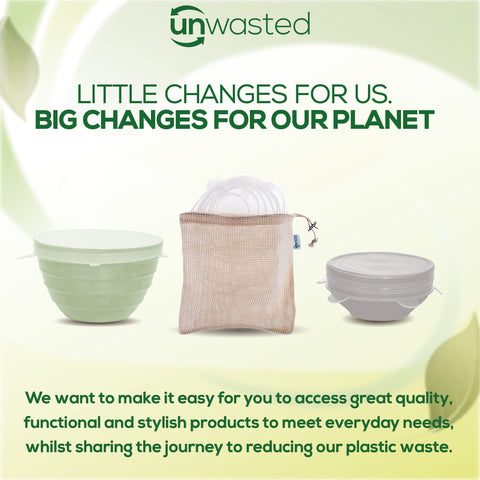 Unwasted tapas de silicona en empaque reciclable listo para reciclar.