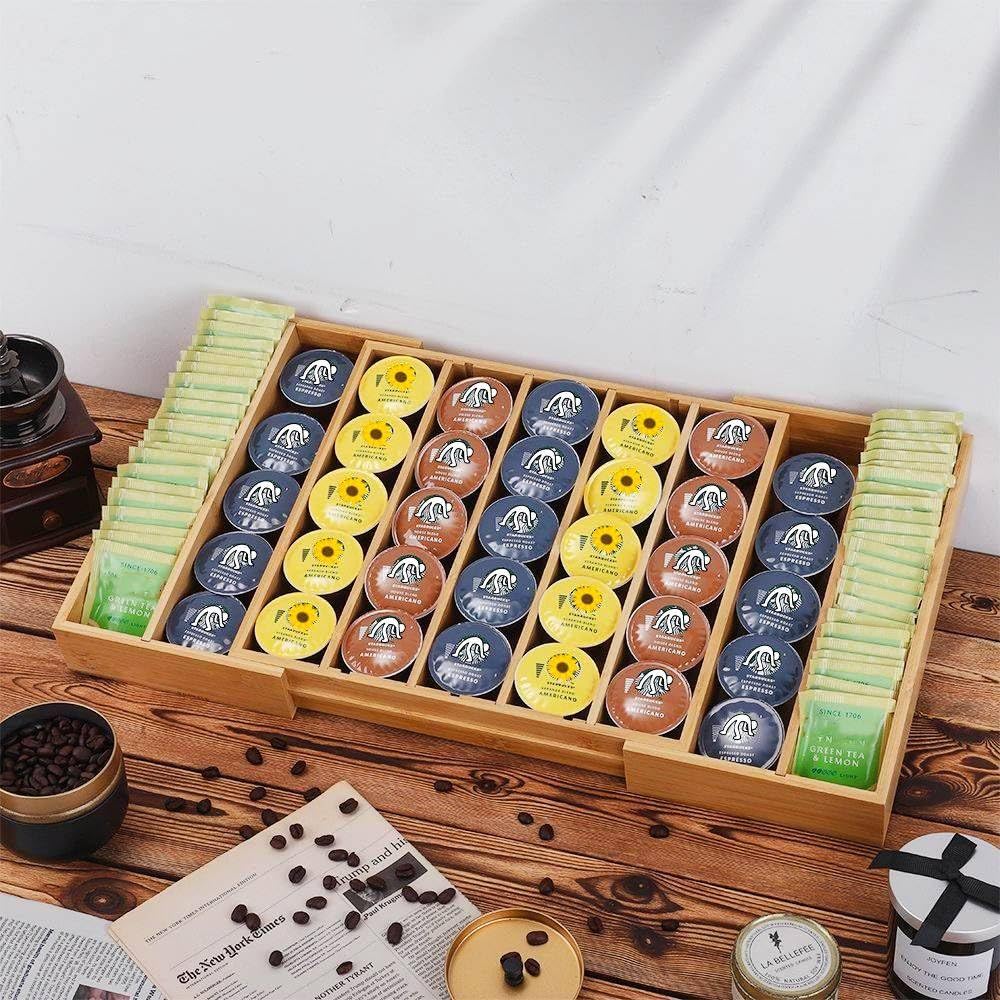UoeRing organizador-cajón de cápsulas, expansible para acomodar más cápsulas.