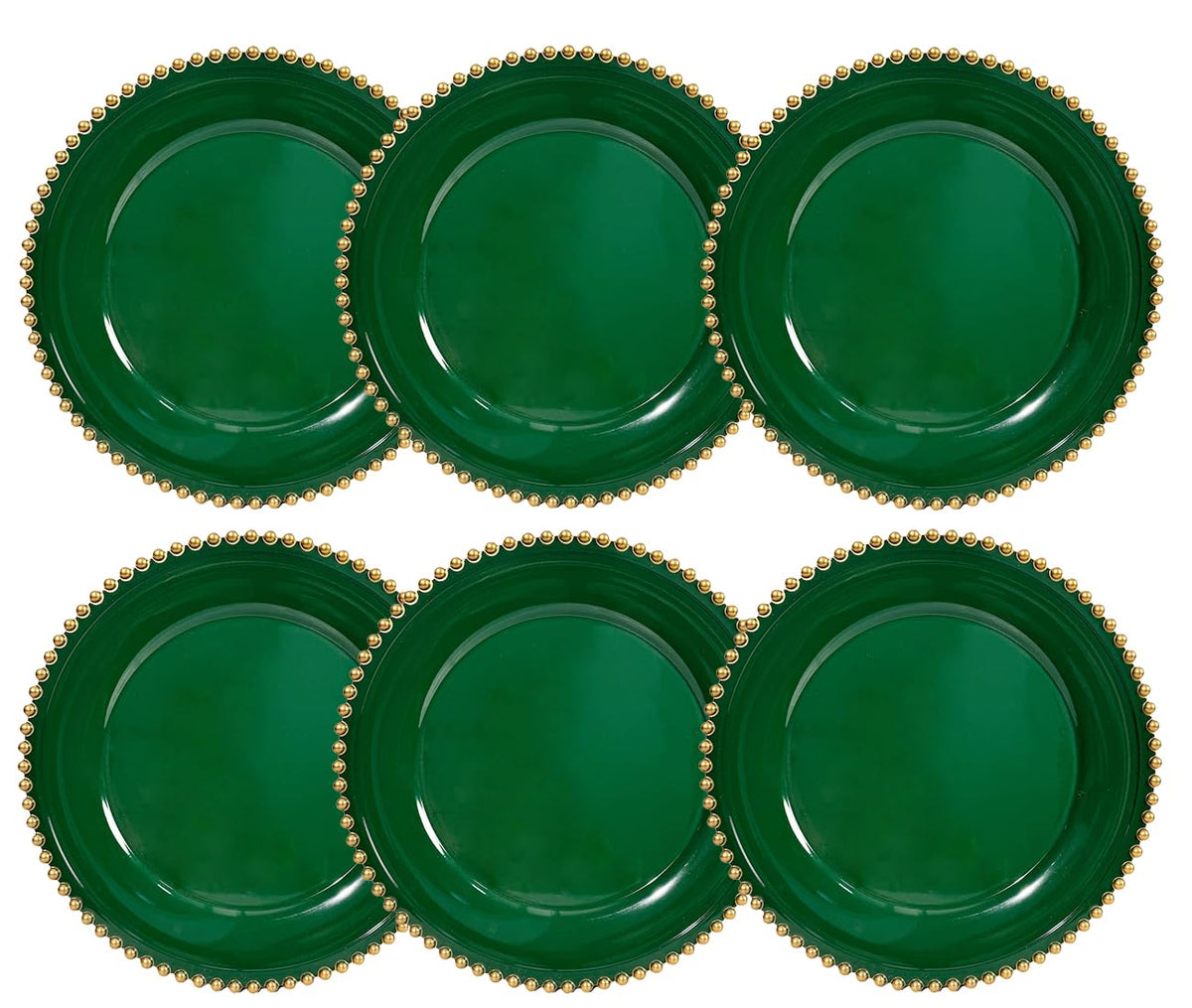 Placa cargadora verde UOEKCS 13pulgadas bordes de cuentas para decoración elegante.