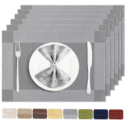 Manteles Uolr de 6 piezas gris, elegantes y fáciles de limpiar.