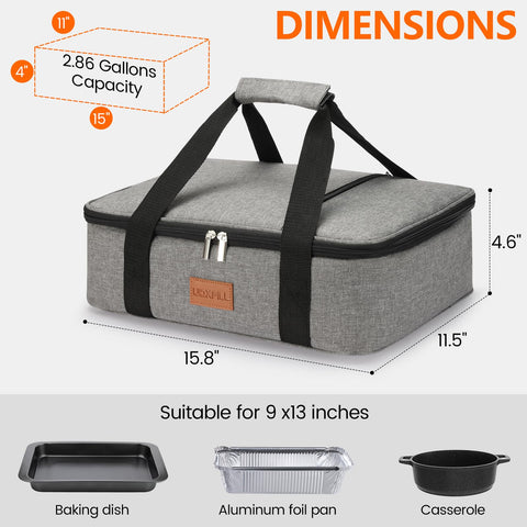 Interior que cabe una bandeja 9x13 pulgadas para comidas preparadas.