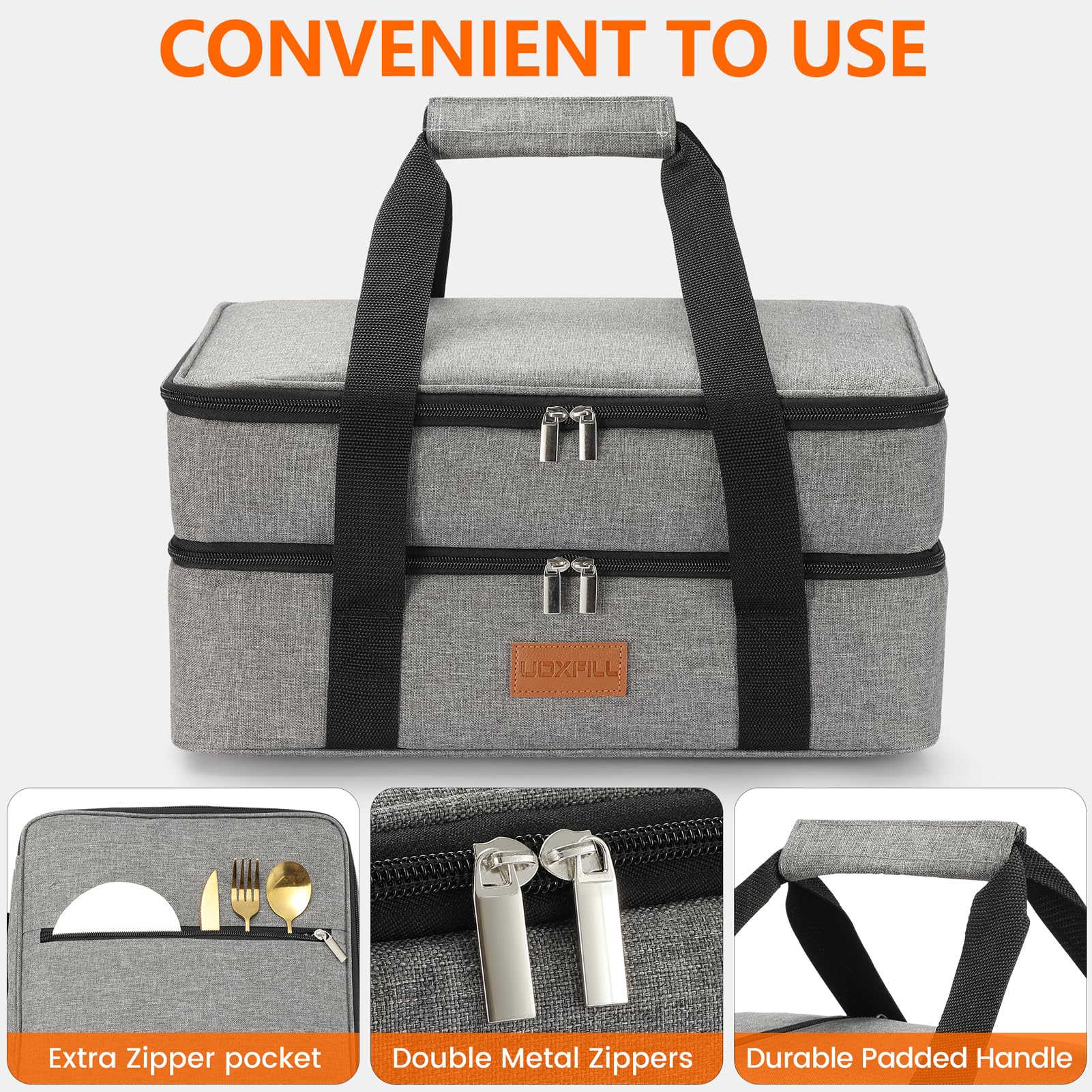 Uoxfill bolsillo exterior guarda cubiertos y condimentos para picnic.