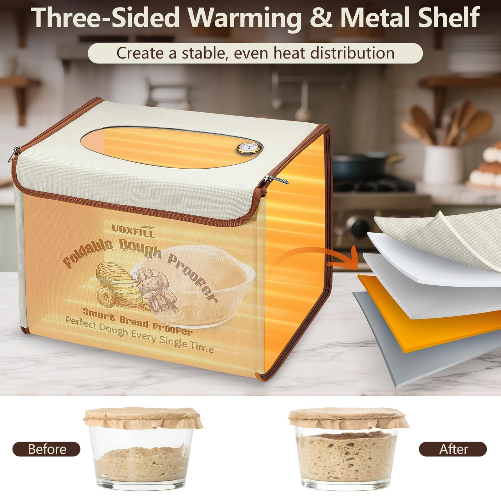 Uoxfill: control de temperatura 50–122 °F para diferentes recetas.