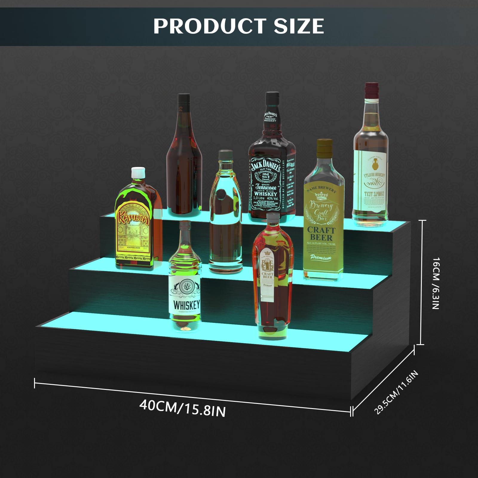 Upcessory estante bourbon iluminado para mostrador o mesa.